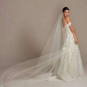 Raw-Edge Tulle Cathedral-Length Veil